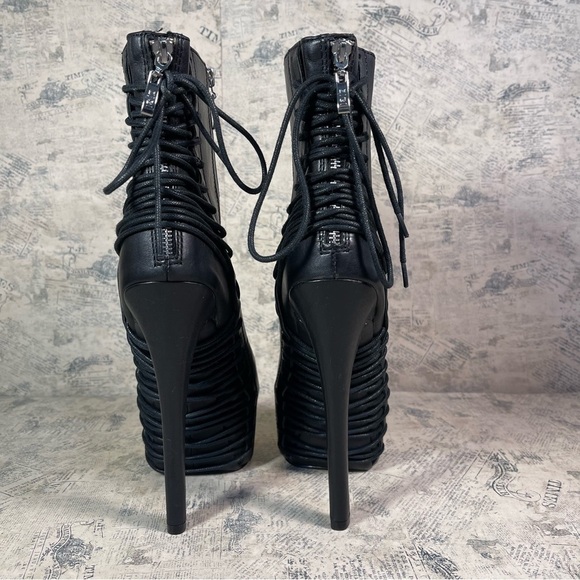Zigi NY Suspend 6" Stiletto Heel Black Leather Platform Booties - Picture 5 of 15